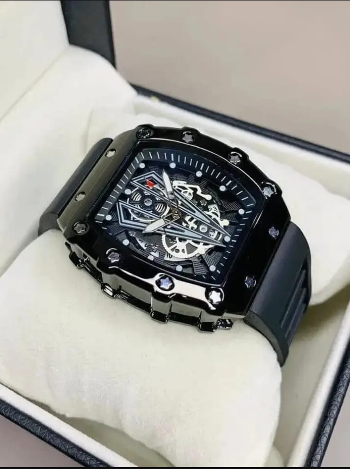 Richard Black Belt Skeleton Watch
