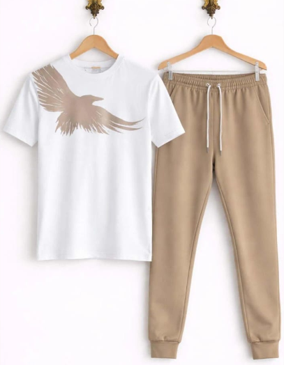 Men printed polyester track suit slim