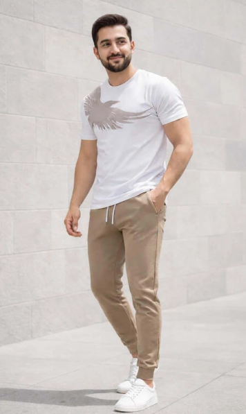 Men printed polyester track suit slim