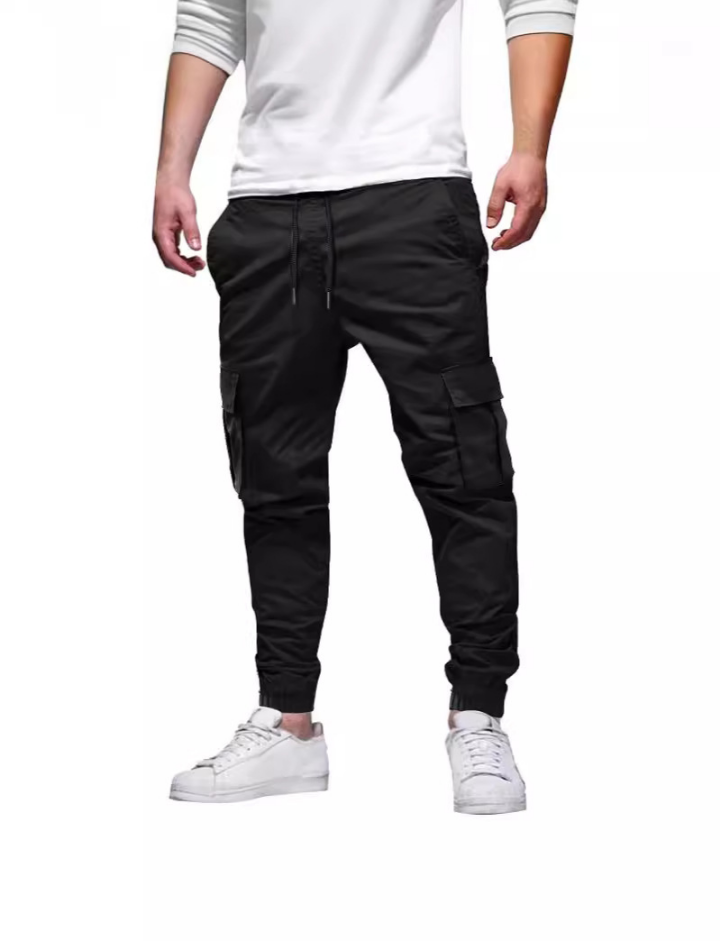 Men Multi-Pocket Drawstring Cargo Pants Summer Casual