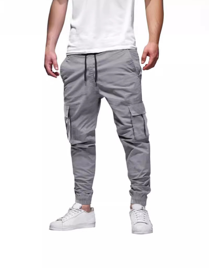 Men Multi-Pocket Drawstring Cargo Pants Summer Casual
